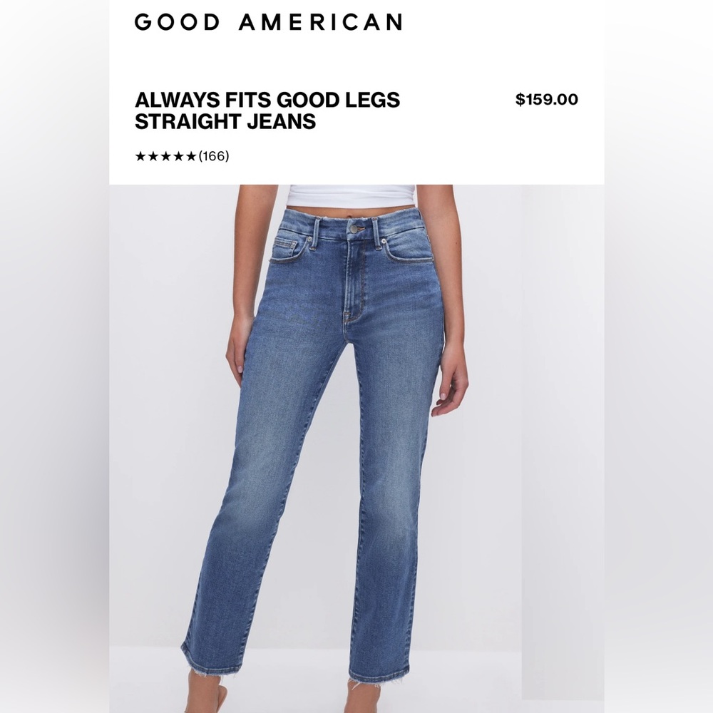 Good America. Size 6-12 Always Fits STRAIGHT JEANS in Indigo